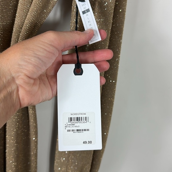 Leith Brown Sparkle Long-Sleeve Tie Waist Dress Small NWT - Picture 4 of 10